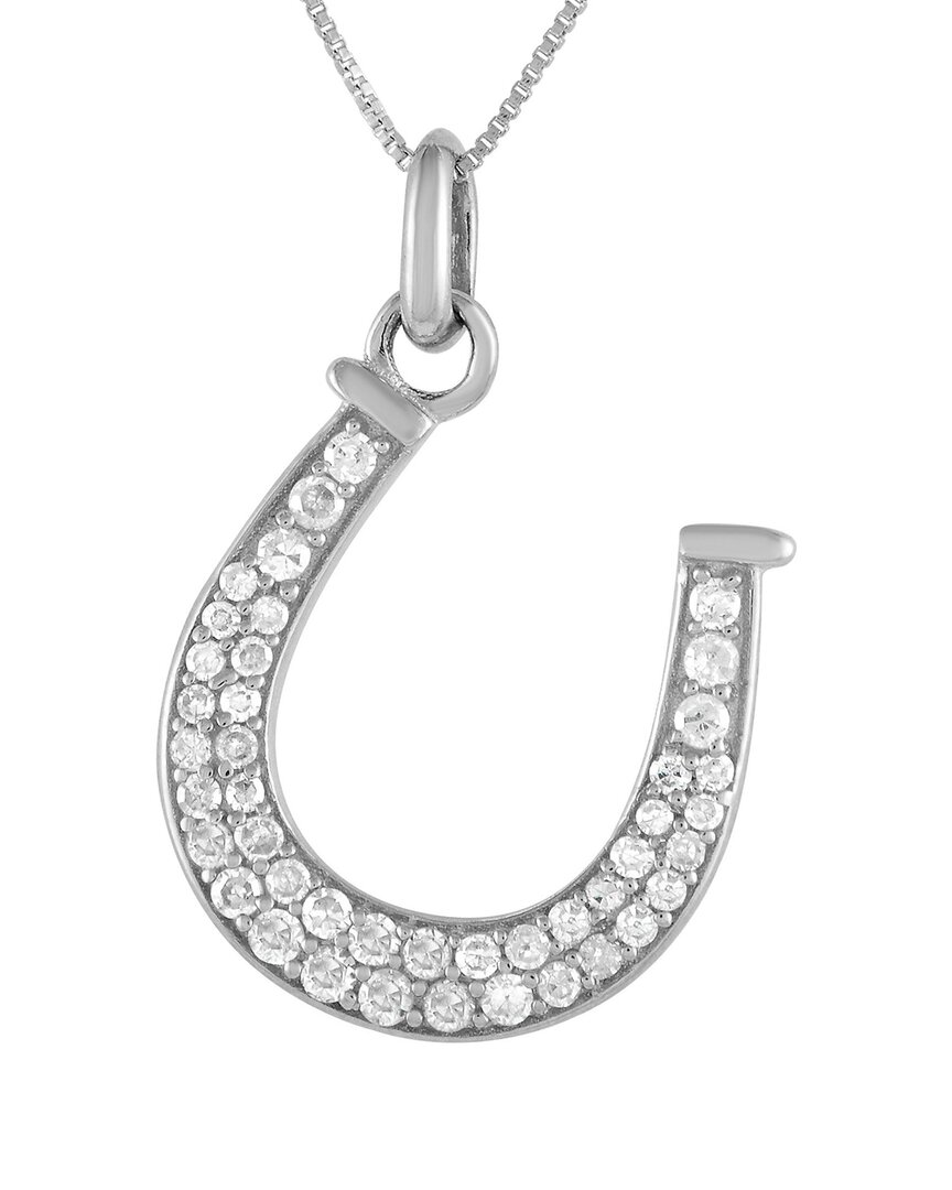 Diamond Select Cuts 14k 0.18 Ct. Tw. Diamond Horseshoe Necklace In Metallic