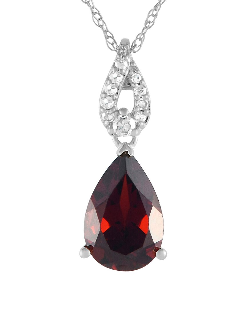 Gemstones 14k 0.06 Ct. Tw. Diamond & Garnet Necklace In Red