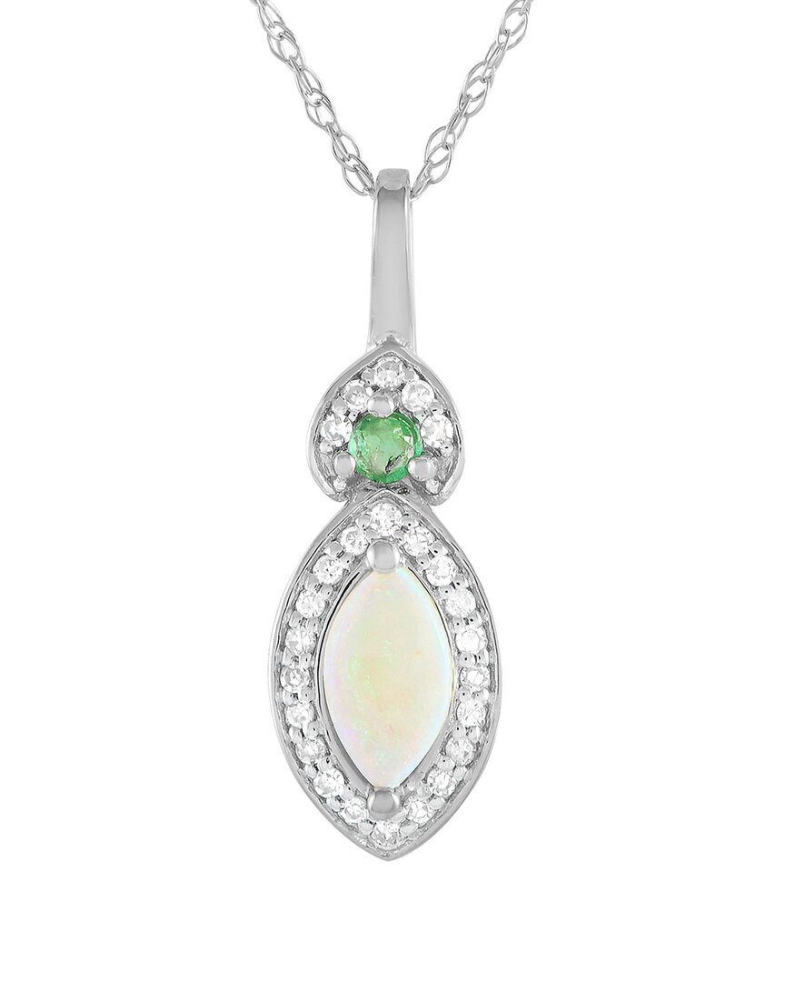 Gemstones 14k 0.07 Ct. Tw. Diamond & Gemstone Pendant Necklace