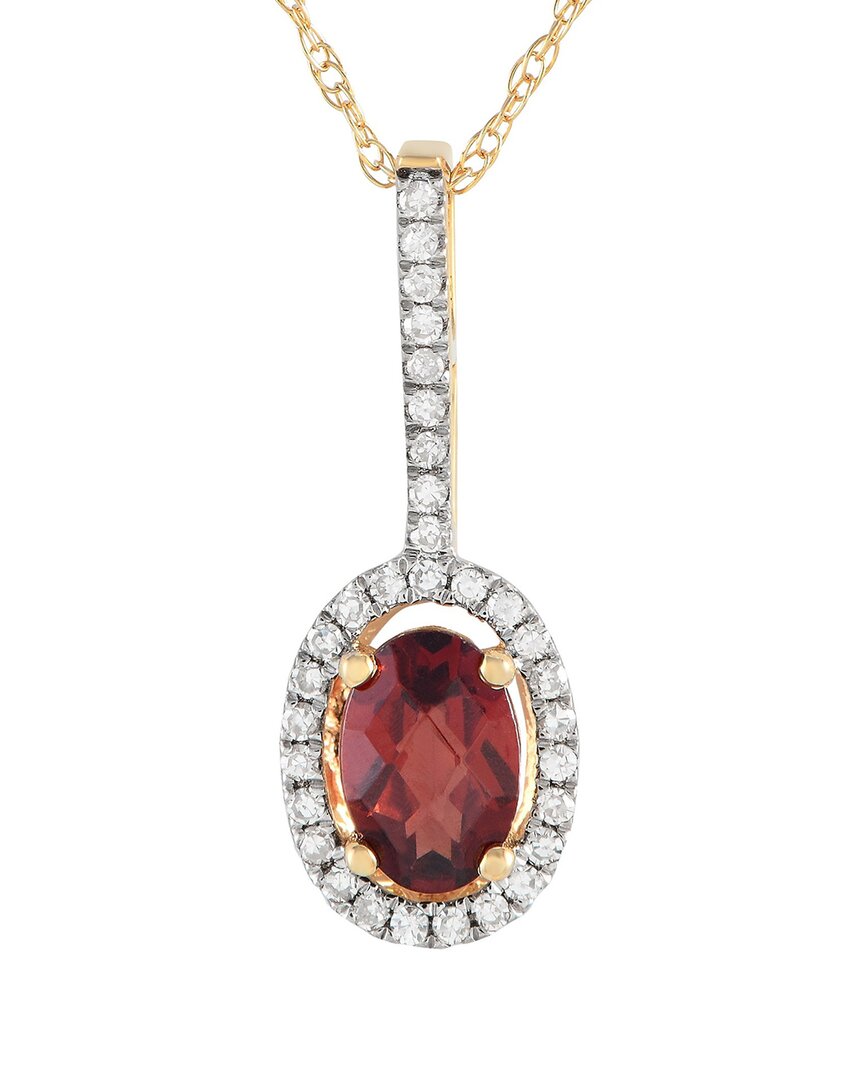 Gemstones 14k 0.09 Ct. Tw. Diamond & Garnet Pendant Necklace In Gold