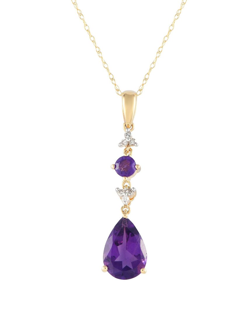 Gemstones 14k 0.05 Ct. Tw. Diamond & Amethyst Pendant Necklace In Purple
