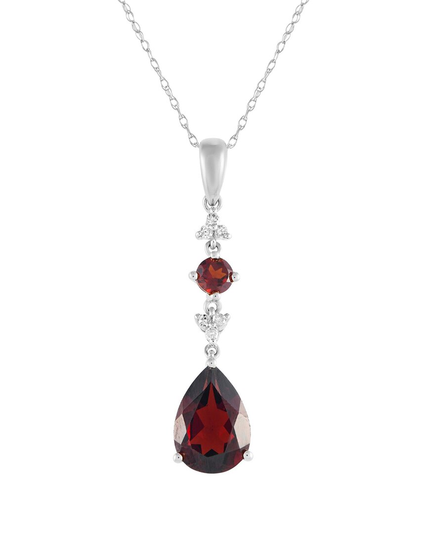 Gemstones 14k 0.05 Ct. Tw. Diamond & Garnet Pendant Necklace In Green