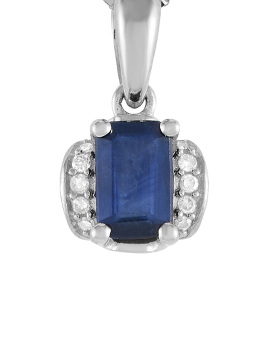 Gemstones 14k 0.03 Ct. Tw. Diamond & Sapphire Pendant Necklace In Metallic