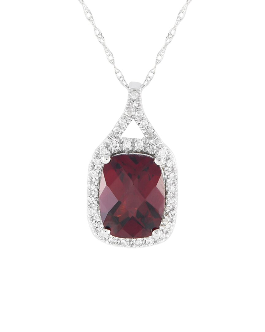 Gemstones 14k 0.13 Ct. Tw. Diamond & Garnet Pendant Necklace