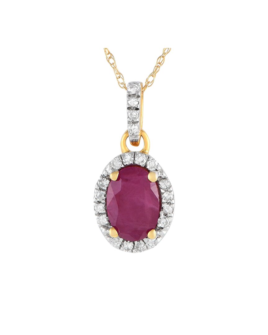 Gemstones 14k 0.10 Ct. Tw. Diamond & Ruby Pendant Necklace In Purple
