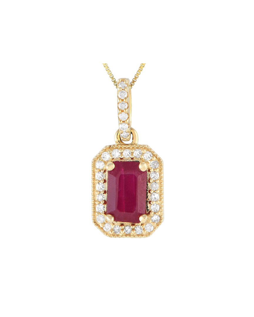 Gemstones 14k 0.10 Ct. Tw. Diamond & Ruby Pendant Necklace In Gold
