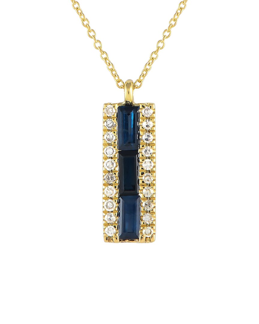 Gemstones 14k 0.10 Ct. Tw. Diamond & Sapphire Pendant Necklace In Gold