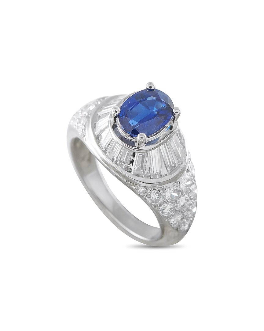 Pre-owned Van Cleef & Arpels Platinum 3.40 Ct. Tw. Diamond & Sapphire Ring (authentic Pre-loved)