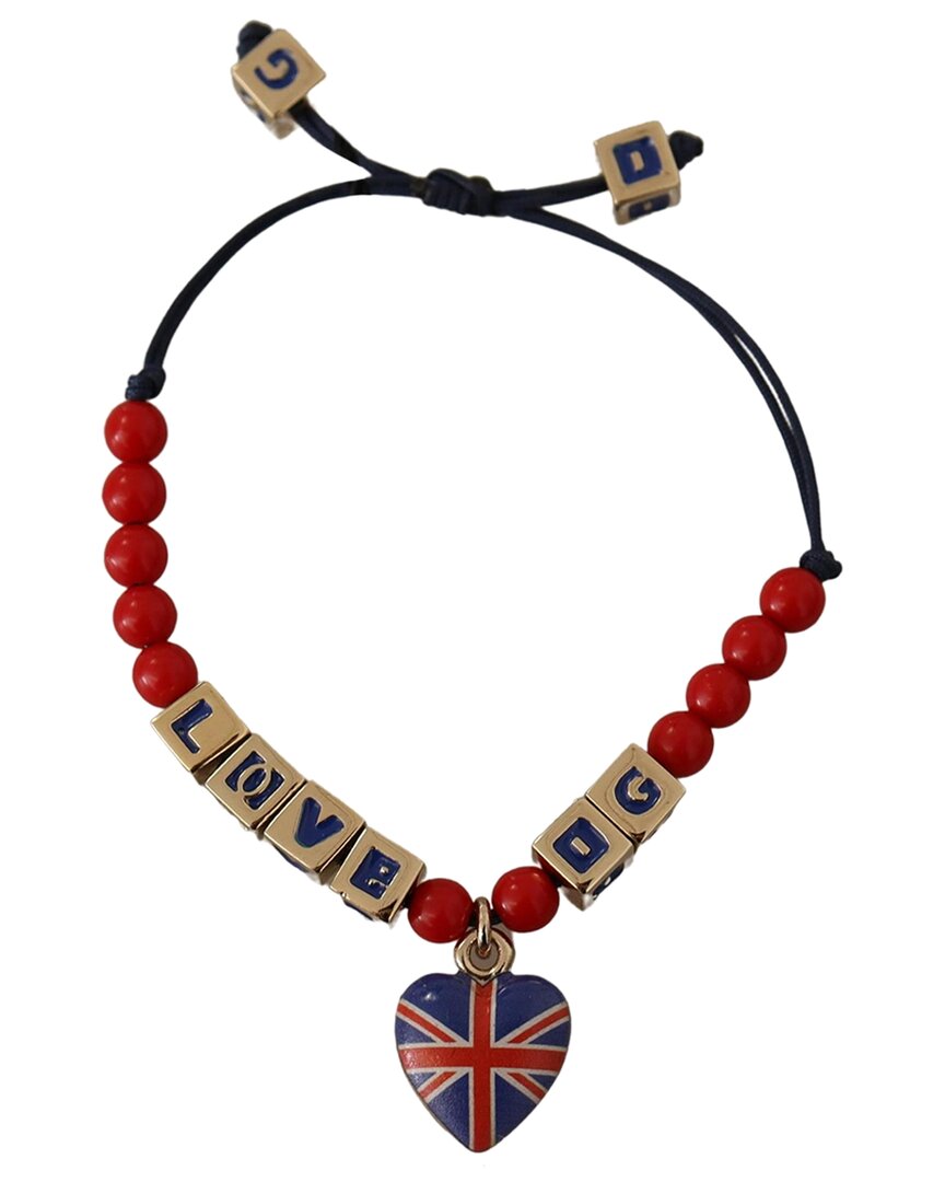 Dolce & Gabbana Red Blue Beaded Dg Loves London Flag Branded Bracelet