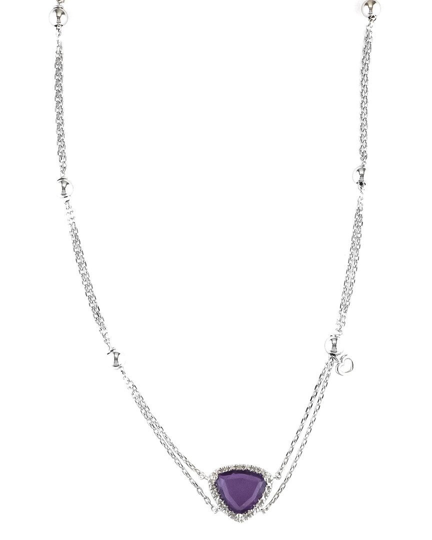 Gemstones Silver 1.59 Ct. Tw. Diamond & Amethyst Necklace