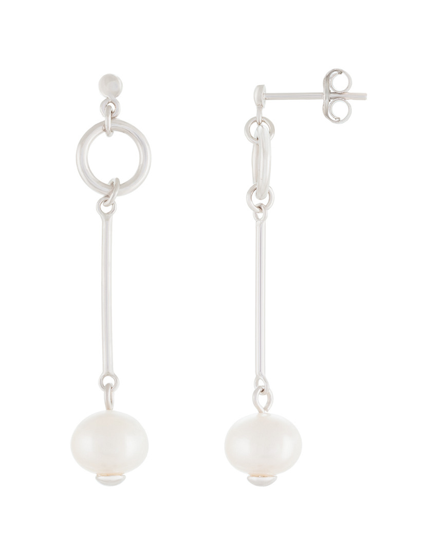 Splendid Pearls Silver 7-7.5mm Cultured Freshwater Pearl Earrings