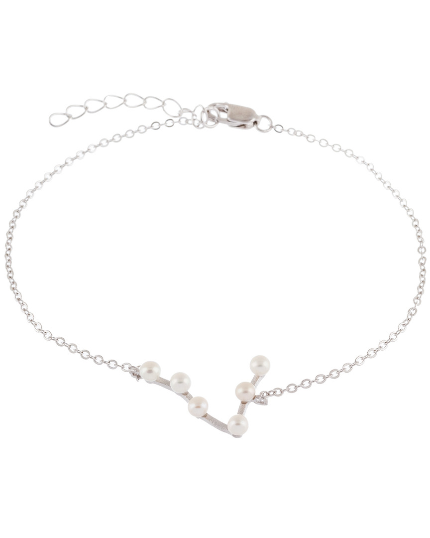 Splendid Pearls Silver 3-4mm Cultured Freshwater Pearl Zodiac Sign Bracelet