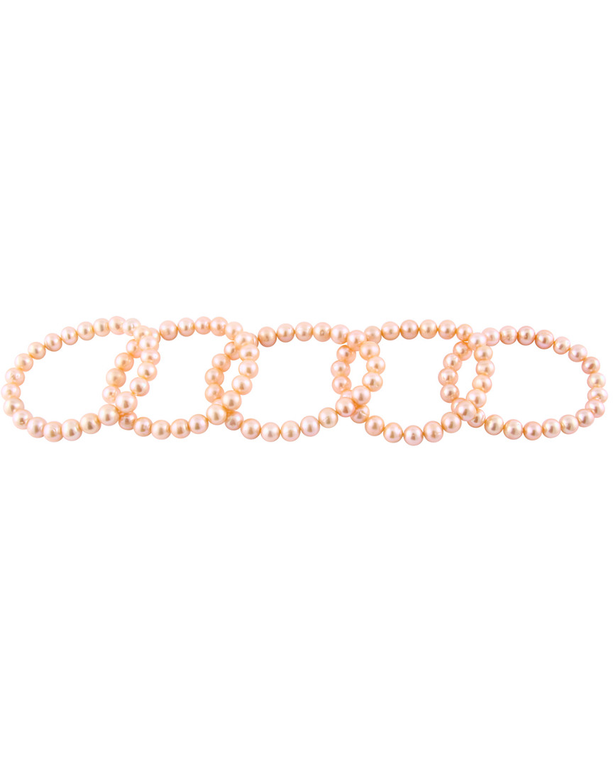 Splendid Pearls S/4 9-10mm Cultured Freshwater Pearl Adjustable Bracelets