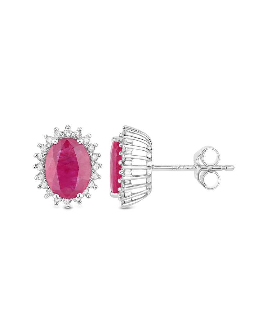 Diana M. 14k 3.14 Ct. Tw. Diamond & Ruby Earrings In Metallic