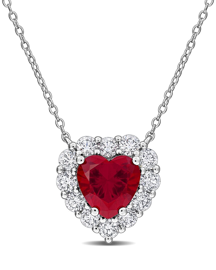 Created Forever 4.32 Ct. Tw. Lab-grown Diamond & Lab-grown Created Ruby Silver Pendant In Multi