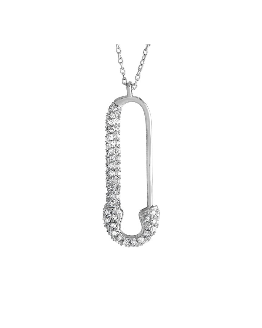 Diamond Select Cuts 14k 0.17 Ct. Tw. Diamond Safety Pin Necklace In White