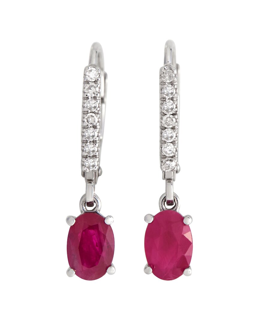 Shop Gemstones 14k 0.10 Ct. Tw. Diamond & Ruby Drop Earrings