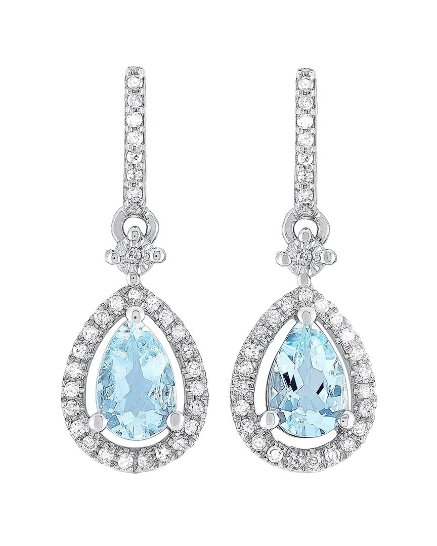 Shop Gemstones 14k 0.20 Ct. Tw. Diamond & Aquamarine Earrings