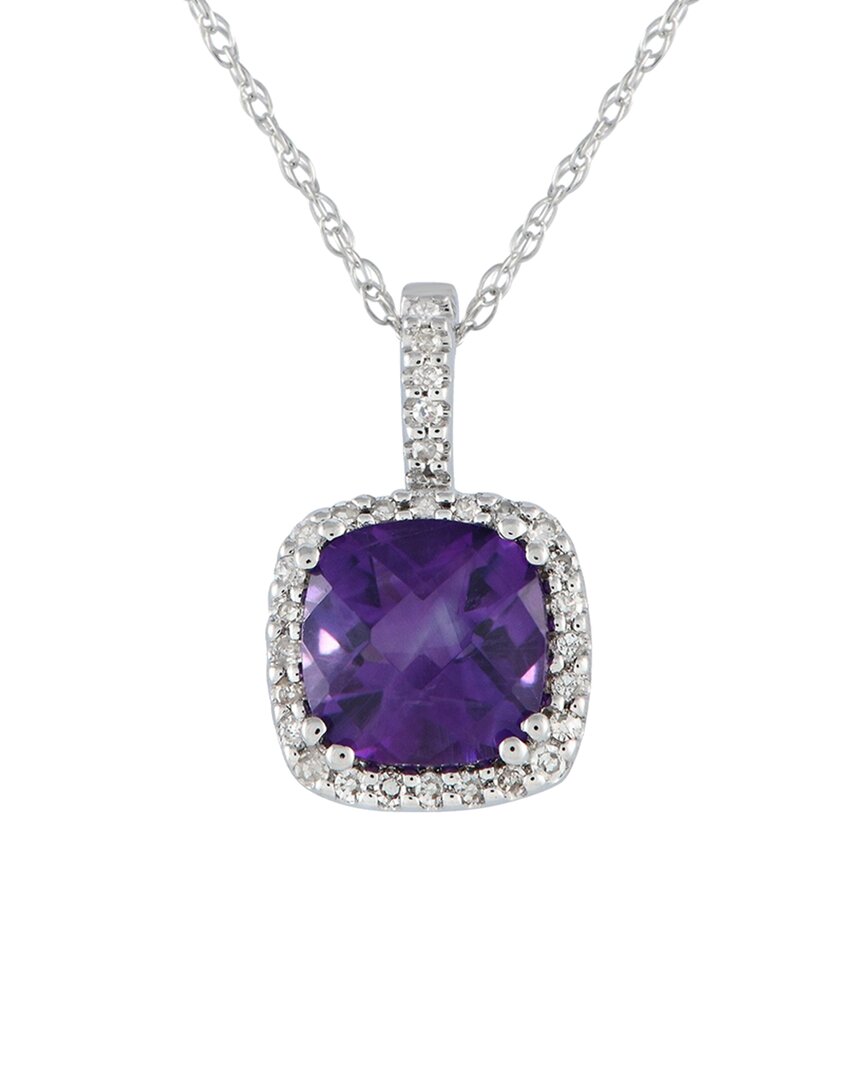 Shop Gemstones 14k 0.09 Ct. Tw. Diamond & Amethyst Pendant Necklace