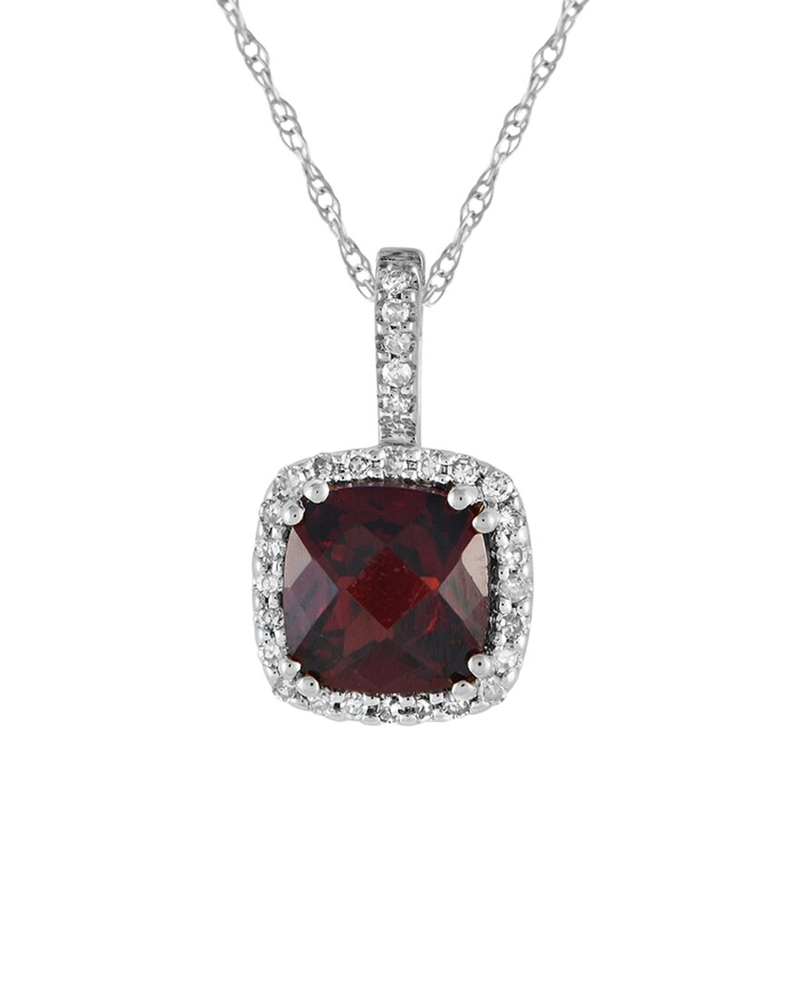 Shop Gemstones 14k 0.09 Ct. Tw. Diamond & Garnet Pendant Necklace