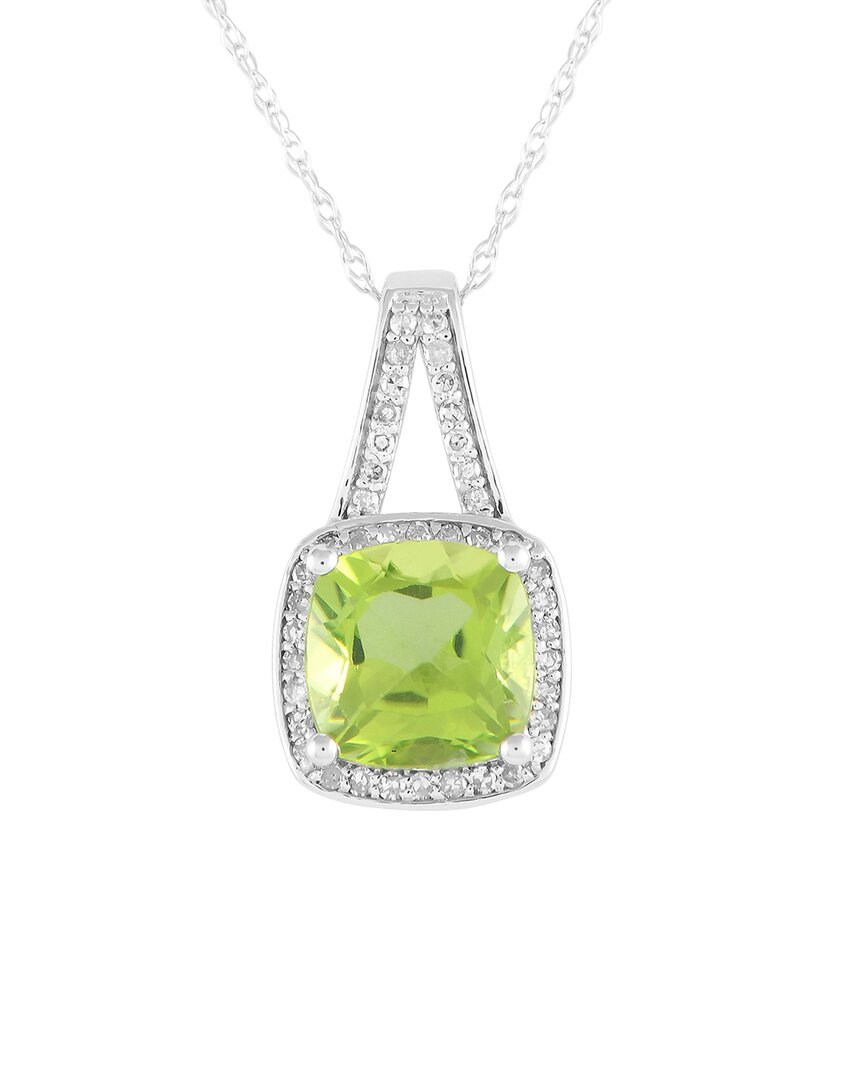 Gemstones 14k 0.12 Ct. Tw. Diamond & Peridot Necklace