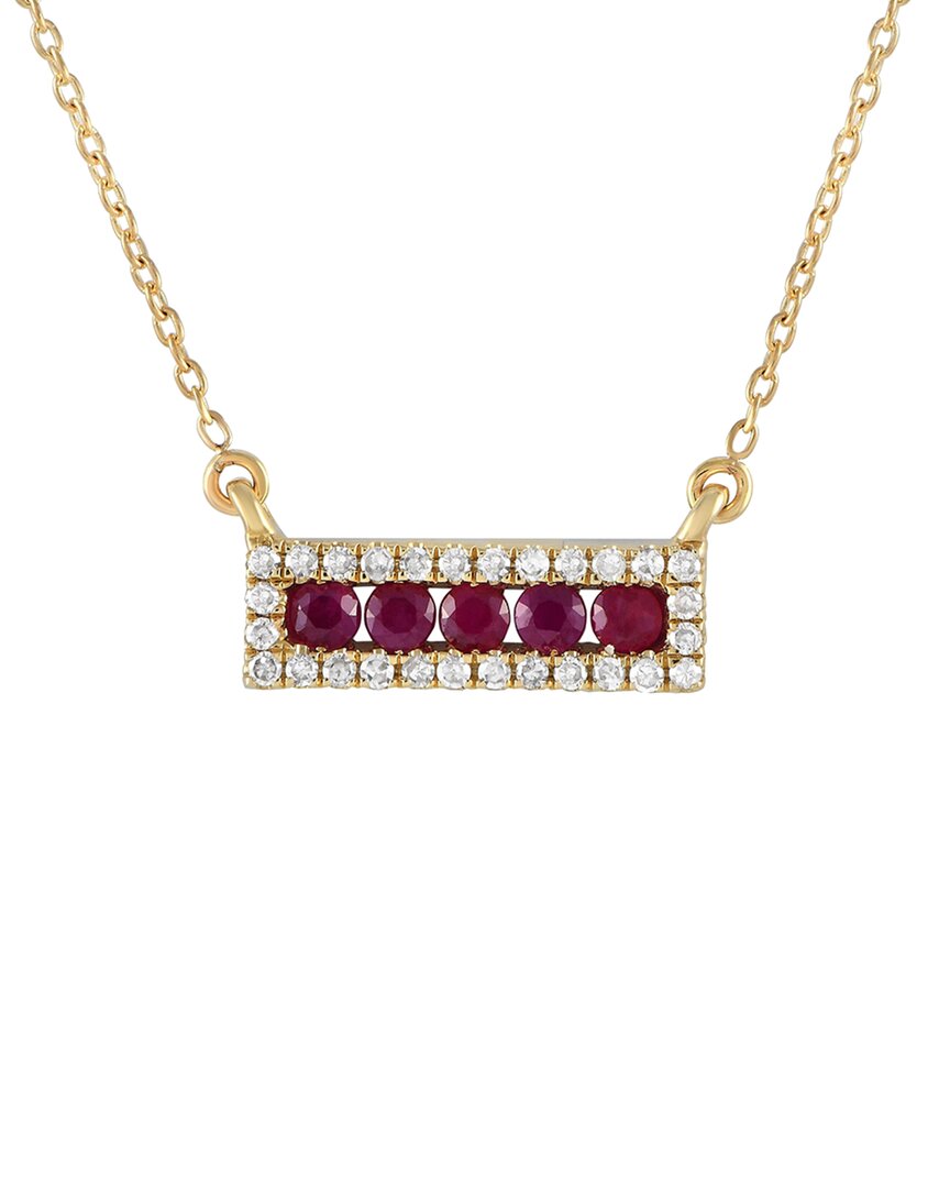 Shop Gemstones 14k 0.15 Ct. Tw. Diamond & Ruby Pendant Necklace