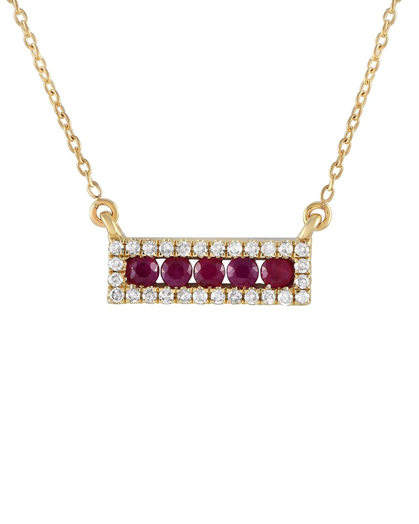 Gemstones 14k 0.15 Ct. Tw. Diamond & Ruby Pendant Necklace