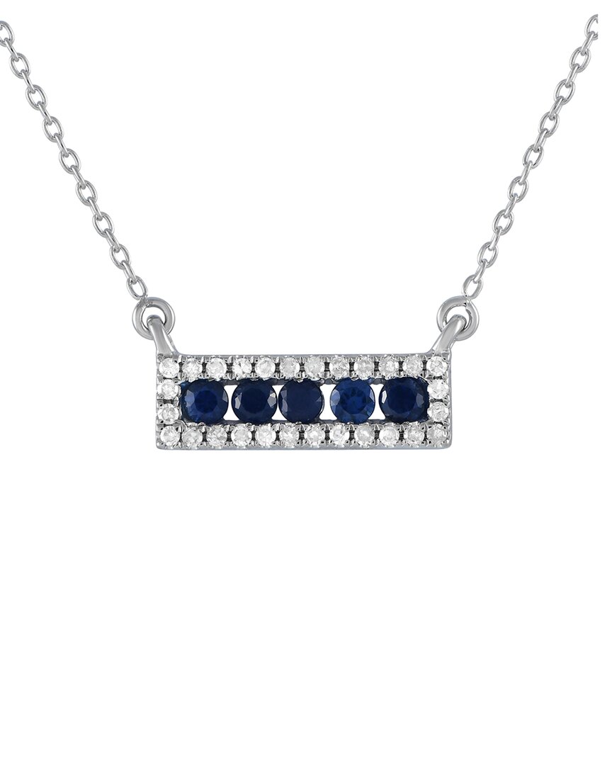 Shop Gemstones 14k 0.15 Ct. Tw. Diamond & Sapphire Pendant Necklace