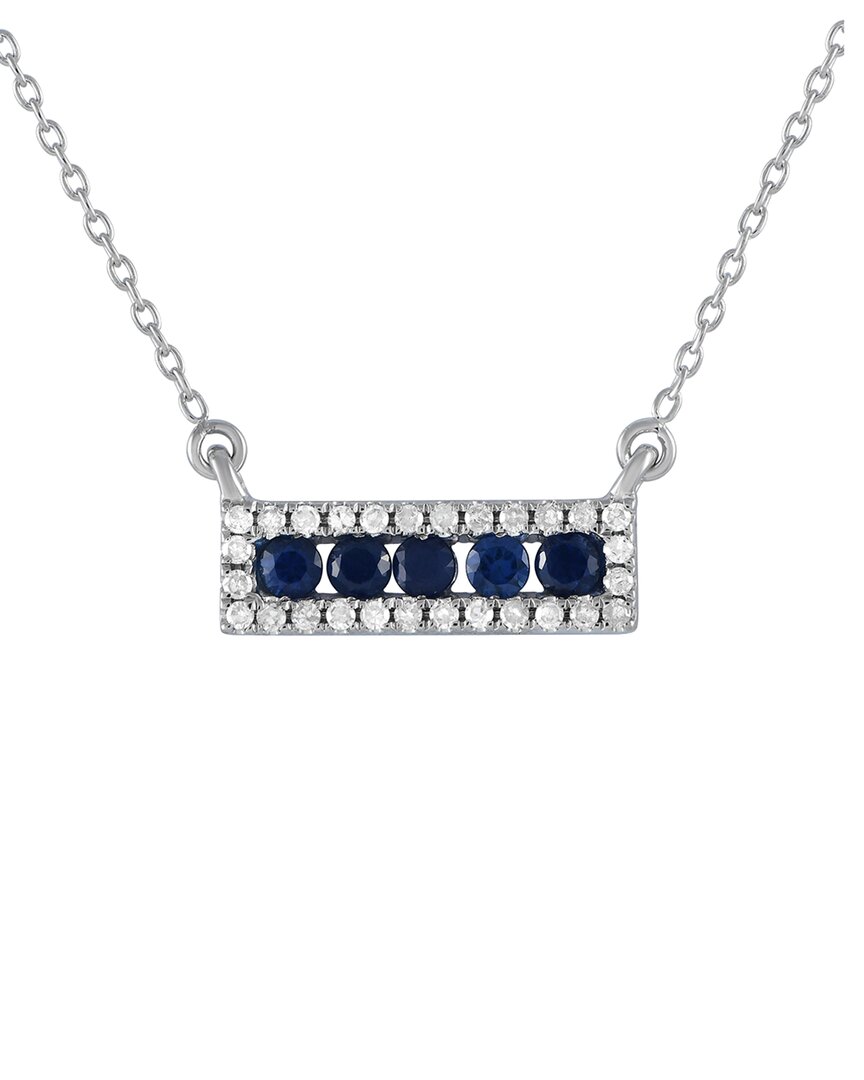 Gemstones 14k 0.15 Ct. Tw. Diamond & Sapphire Pendant Necklace