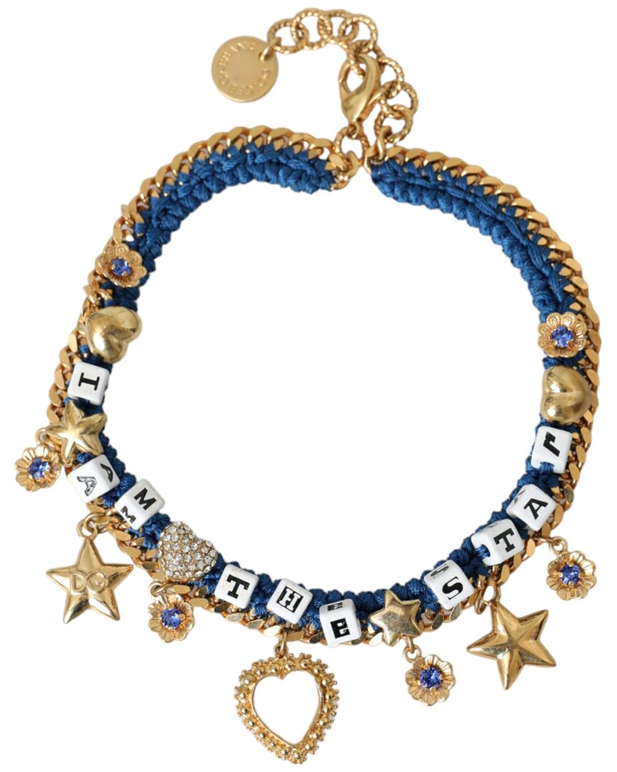Dolce & Gabbana Gold Tone Brass Chain Iam The Star Bracelet In Gold