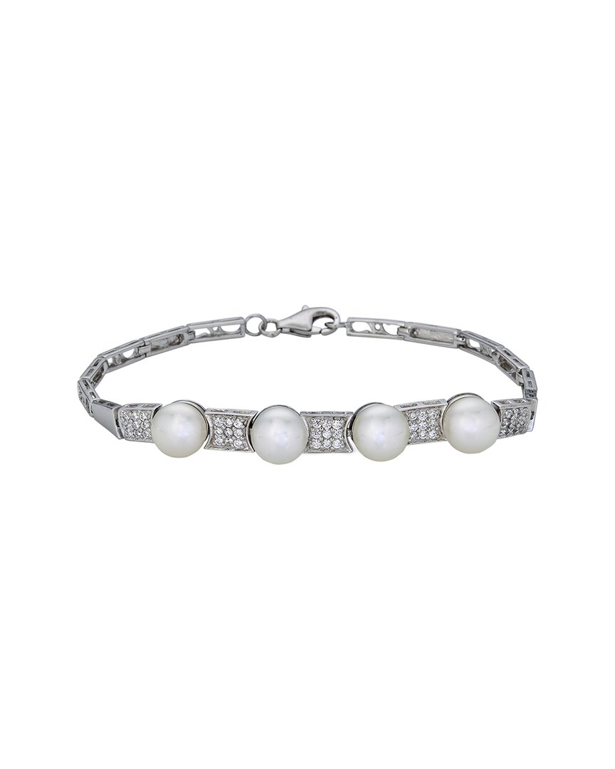 Shop Belpearl Silver Pearl Cz Bracelet