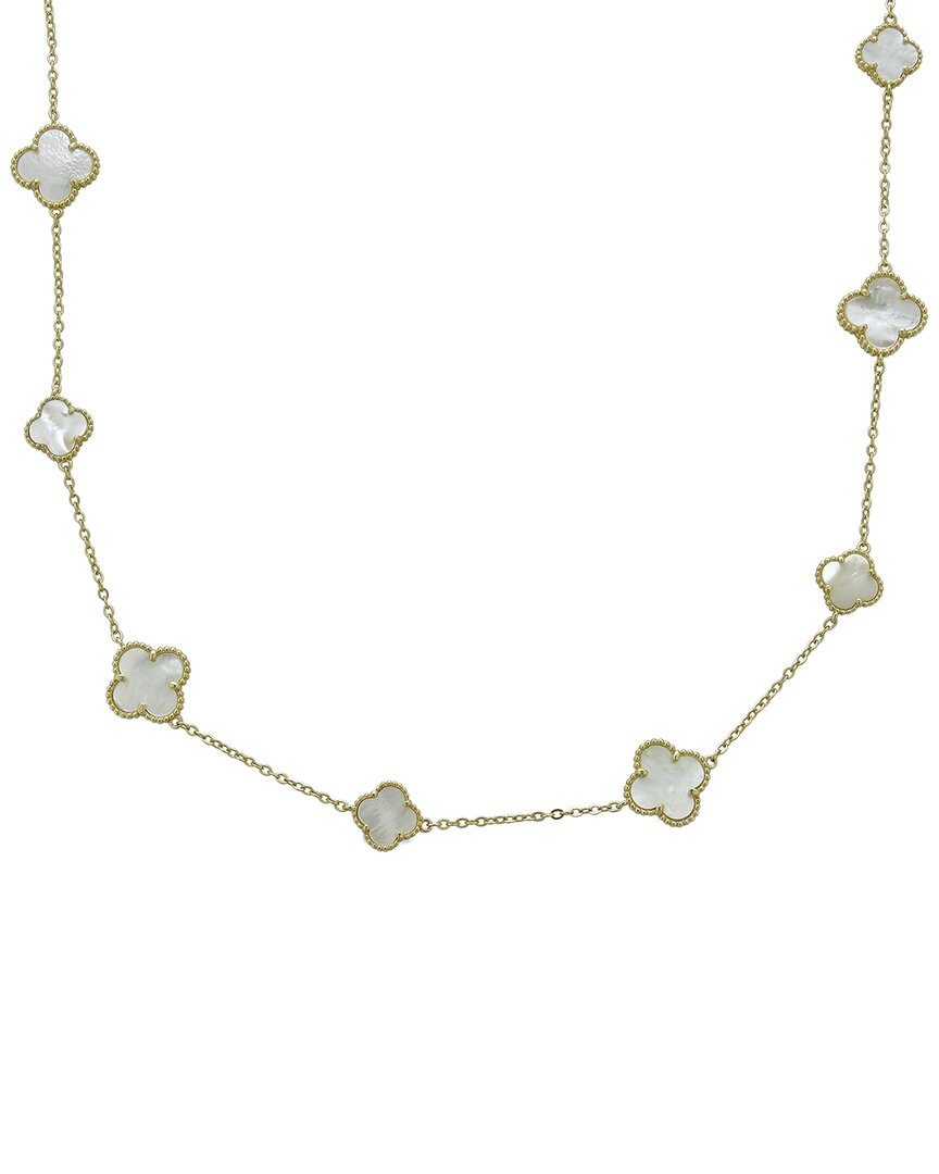 Shop Belpearl Silver Pearl Cz Clover Necklace