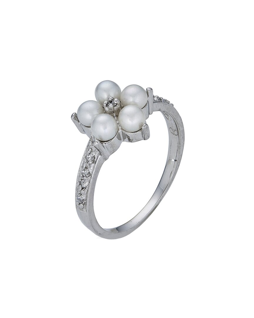Shop Belpearl Silver Pearl Cz Ring