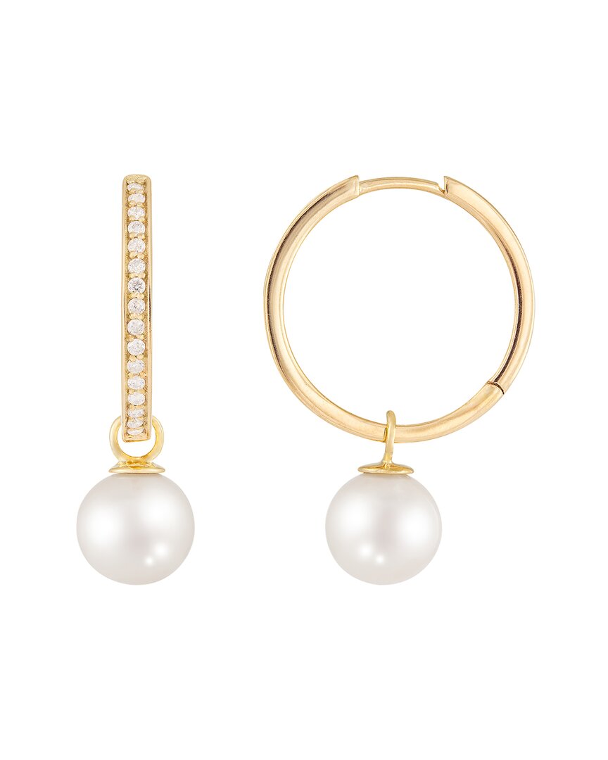 Splendid Pearls 14k 0.24 Ct. Tw. Diamond & 8-8.5mmmm Pearl Earrings In Gold