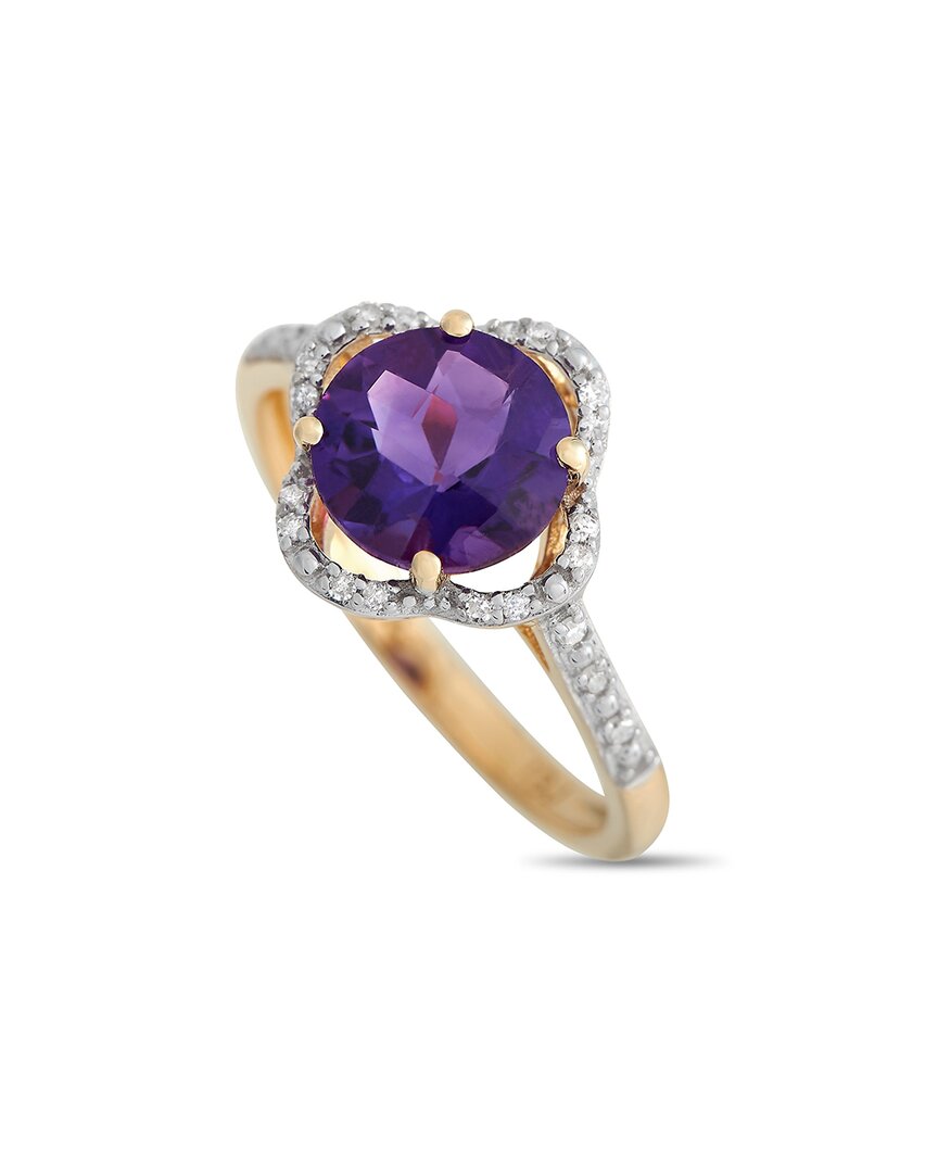 Gemstones 14k 0.10 Ct. Tw. Diamond & Amethyst Quatrefoil Ring