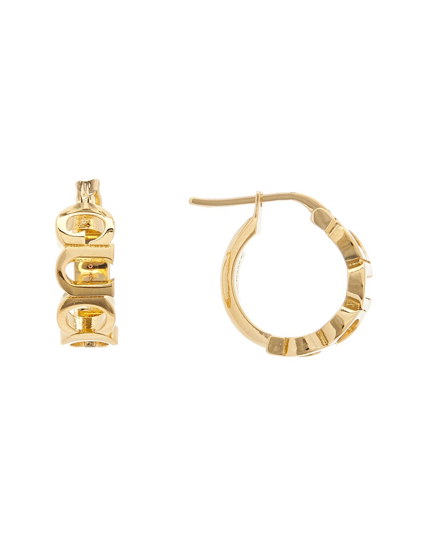 Gucci Logo Lettering Hoops In Gold