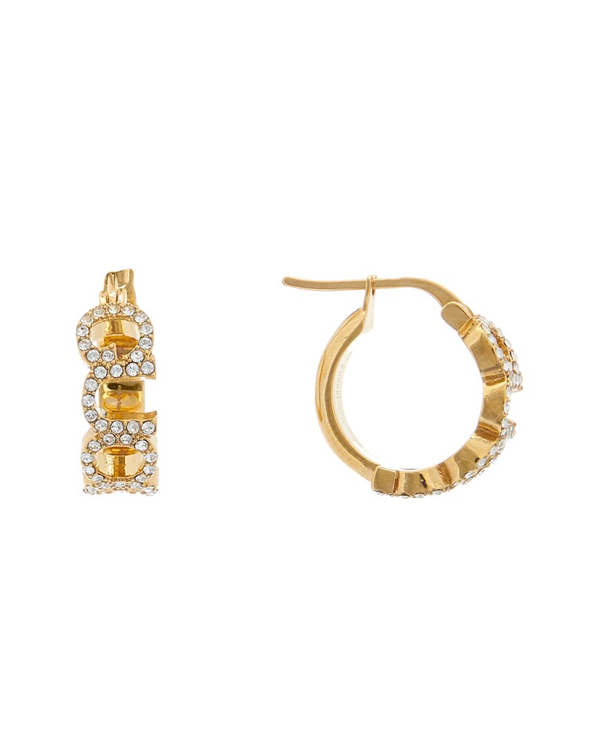 Gucci Logo Lettering Hoops In Gold