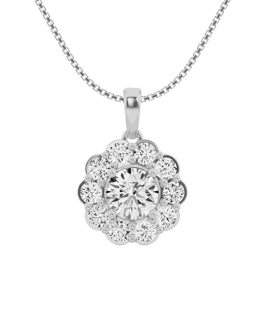 Lab Grown Diamonds 14k 2.00 Ct. Tw. Lab Grown Diamond Halo Pendant Necklace