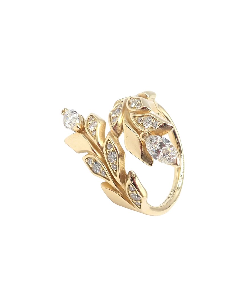 Shop Tiffany & Co . Victoria Vine 18k 0.41 Ct. Tw. Diamond Bypass Ring (authentic  )