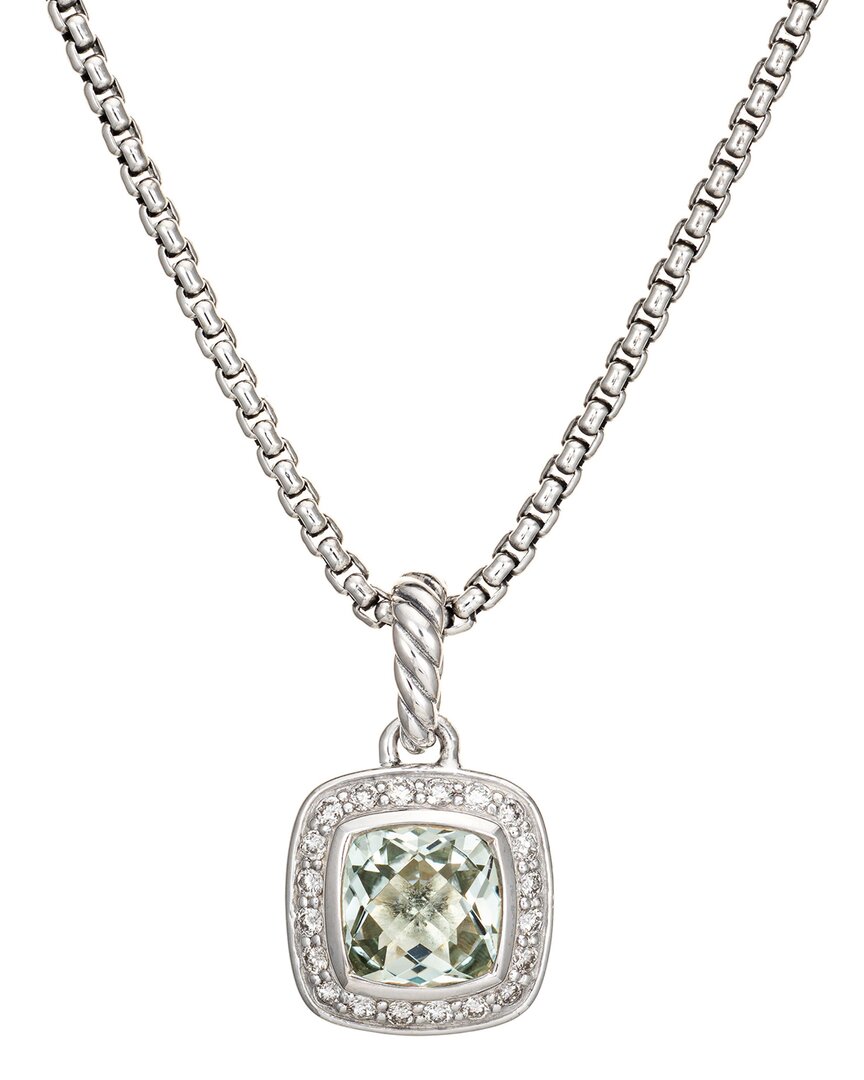 Shop David Yurman Silver 0.17 Ct. Tw. Diamond & Prasiolite Pendant Necklace (authentic )