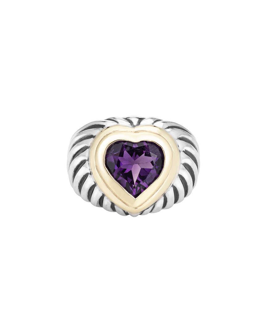 Shop David Yurman Cable Collection 14k & Silver Amethyst Ring (authentic )