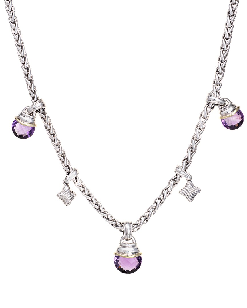 Shop David Yurman Acorn 14k & Silver Amethyst Necklace (authentic )
