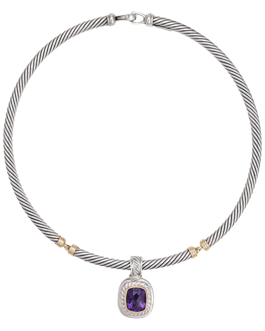 Shop David Yurman Albion & Cable Collection 14k & Silver Amethyst Necklace  (authentic )