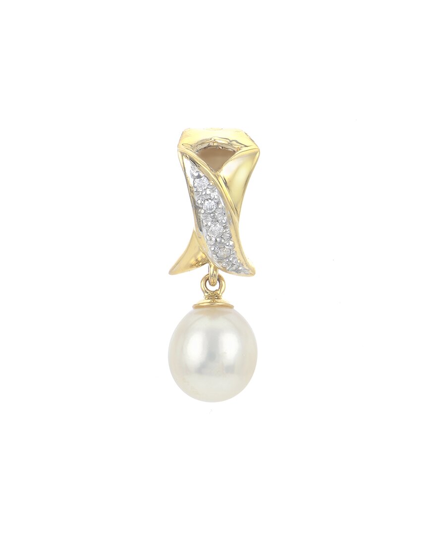 Pearls 14k Diamond 7-7.5mm Freshwater Pearl Pendant