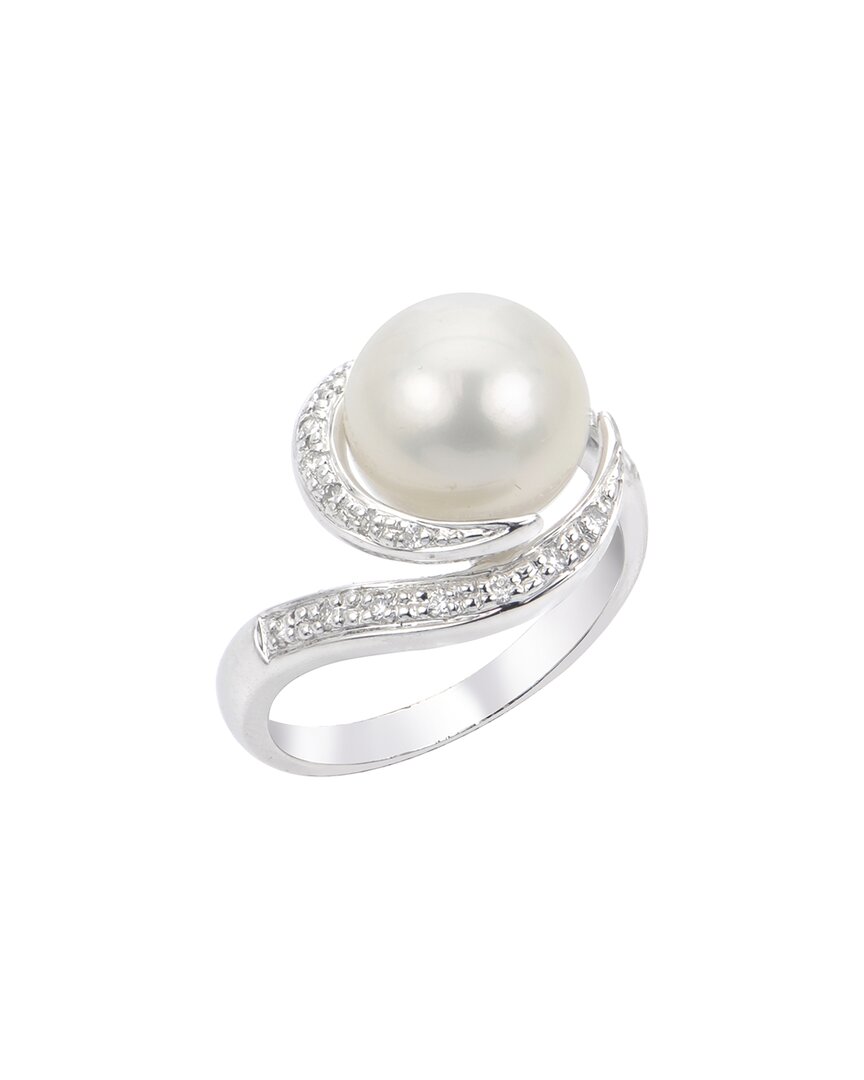 Pearls 14k 0.13 Ct. Tw. Diamond 10-11mm Freshwater Pearl Ring