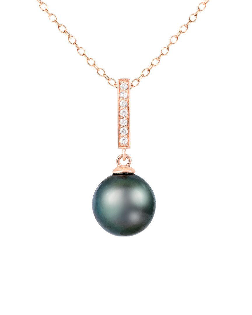 Splendid Pearls 14k Rose Gold Diamond 10-11mm Pearl Pendant Necklace