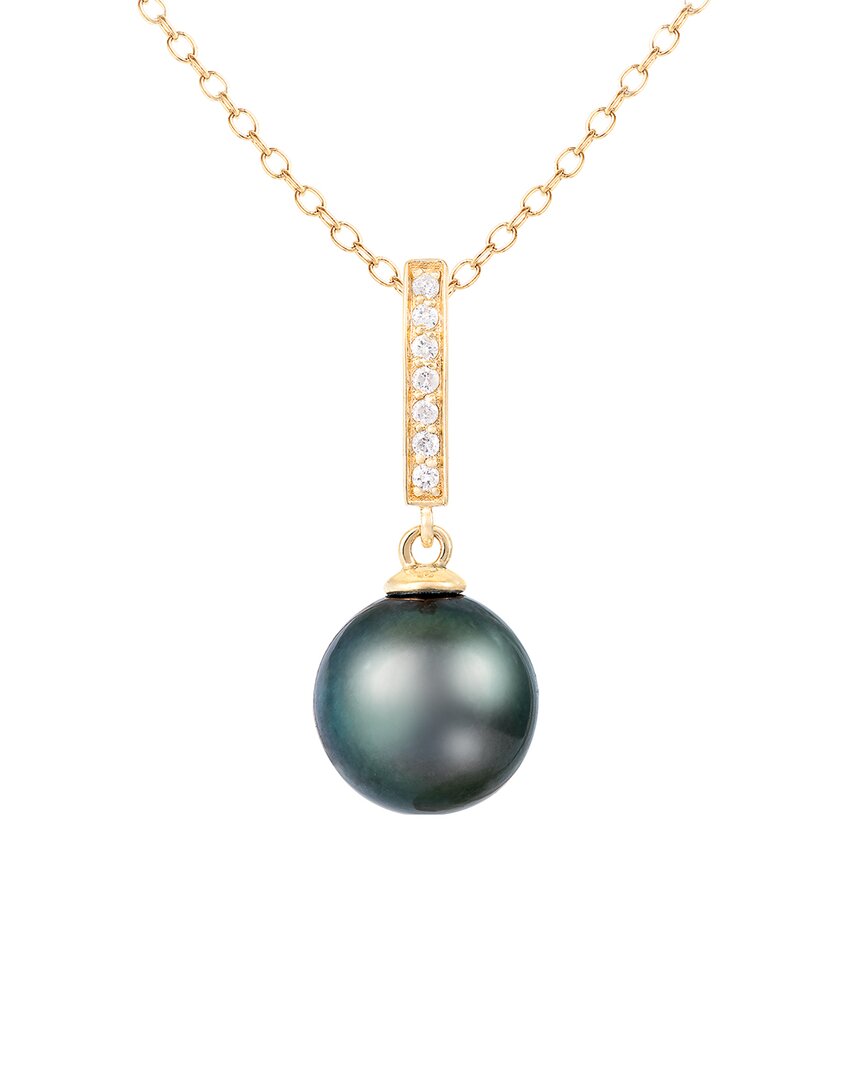 SPLENDID PEARLS SPLENDID PEARLS 14K 0.07 CT. TW. DIAMOND 10-11MM PEARL PENDANT NECKLACE