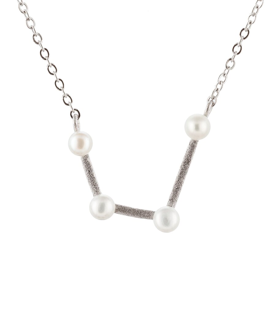 Splendid Pearls Silver 2-3mm Pearl Zodiac Pendant Necklace