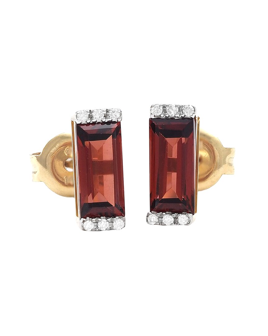 Gemstones Bar 14k 1.54 Ct. Tw. Diamond & Garnet Earrings