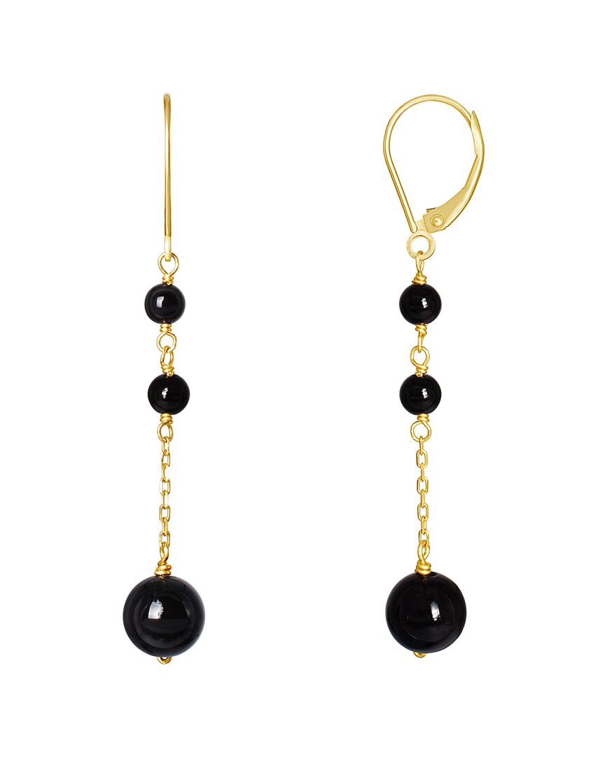Jewelmak 14k Black Onyx Dangle Earrings